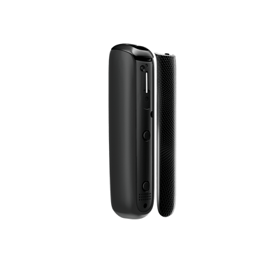 Jet Black Augmented Pattern Ploom Aura front panel side view