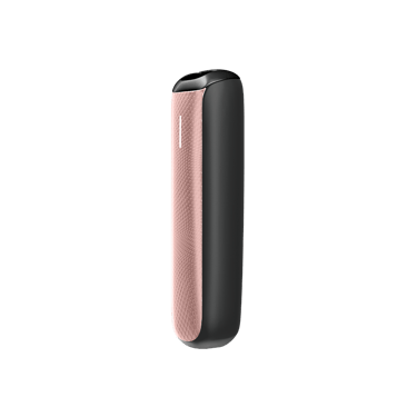 Side view of Ploom Aura front panel accessory in Rose Gold Augmented Pattern color.