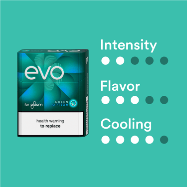 Ploom EVO Sticks Green Option attributes: Intensity noted 2/5