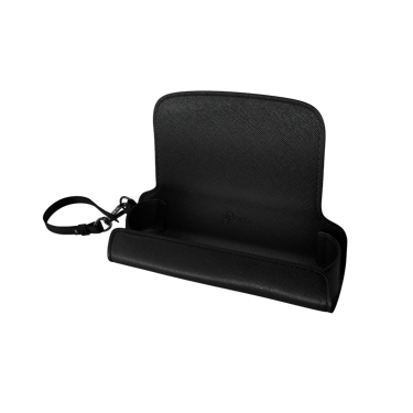 Lateral view of a Jet Black Solo Carry Case with Ploom AURA device and sticks (not included)