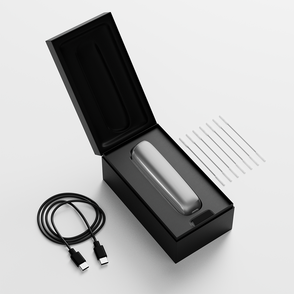 Ploom AURA Lunar Silver device front view