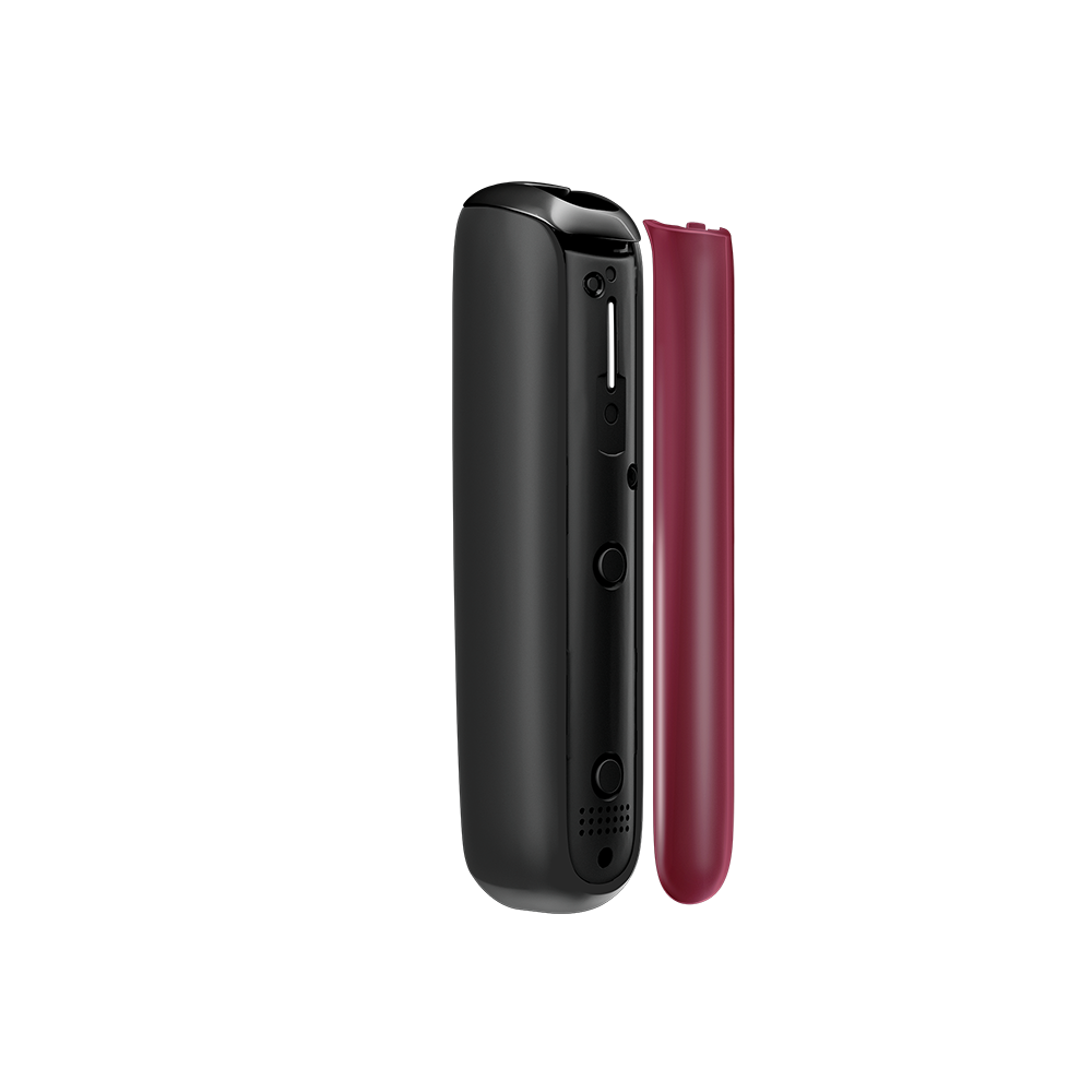 Side view of Ploom Aura front panel accessory in Dark Orchid color.