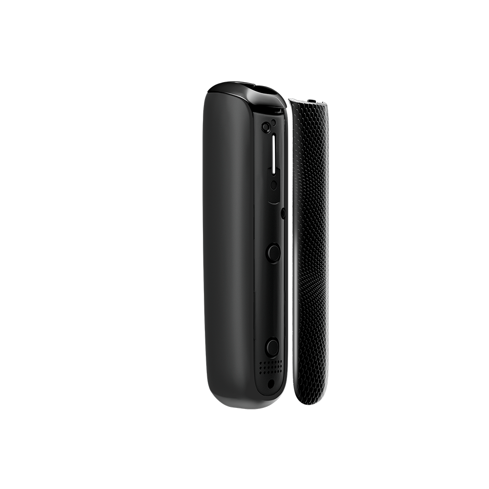 Jet Black Augmented Pattern Ploom Aura front panel side view