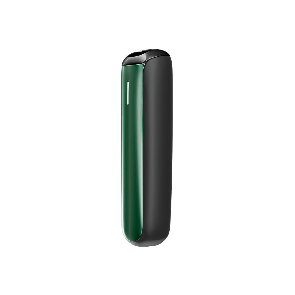 Side view of Ploom Aura front panel accessory in Amazon Green color.