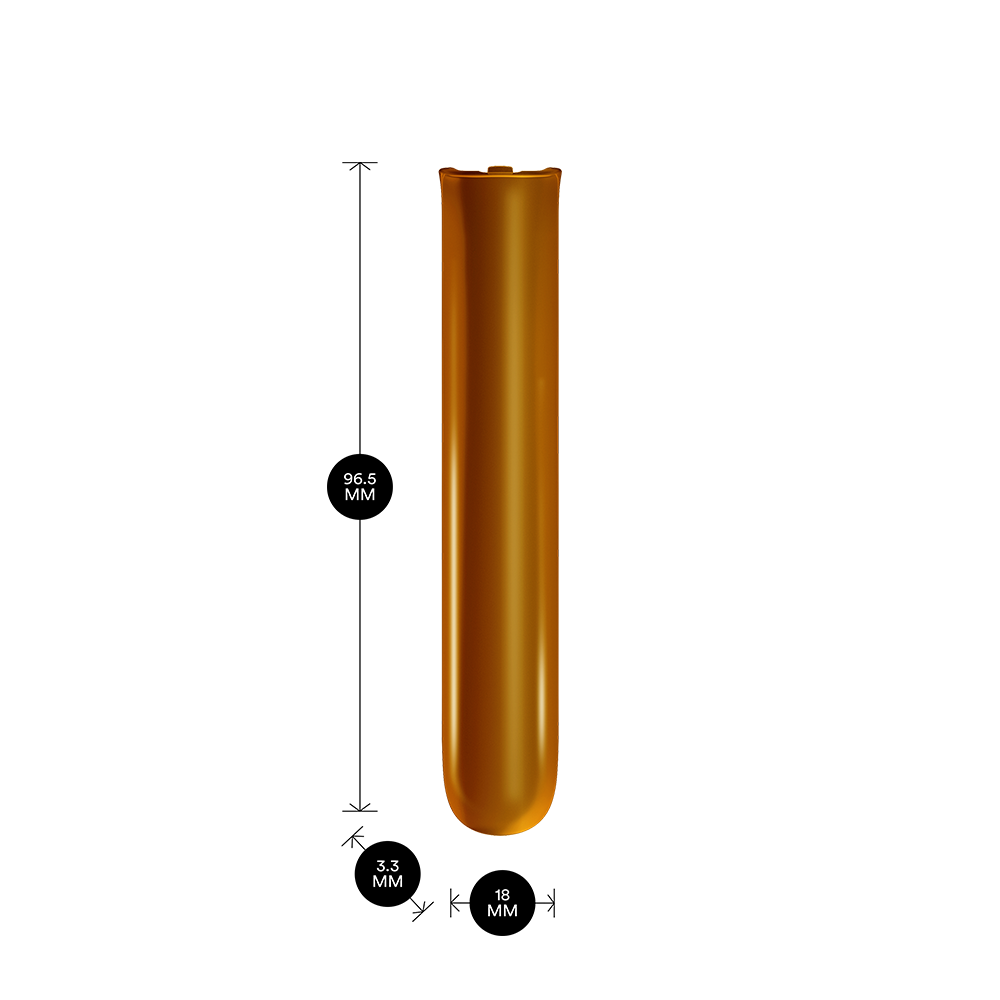 Ploom AURA Mango Sorbet Front Panel shown with product dimensions: 9.65cm height x 3.30 cm width and 1.80 cm depth