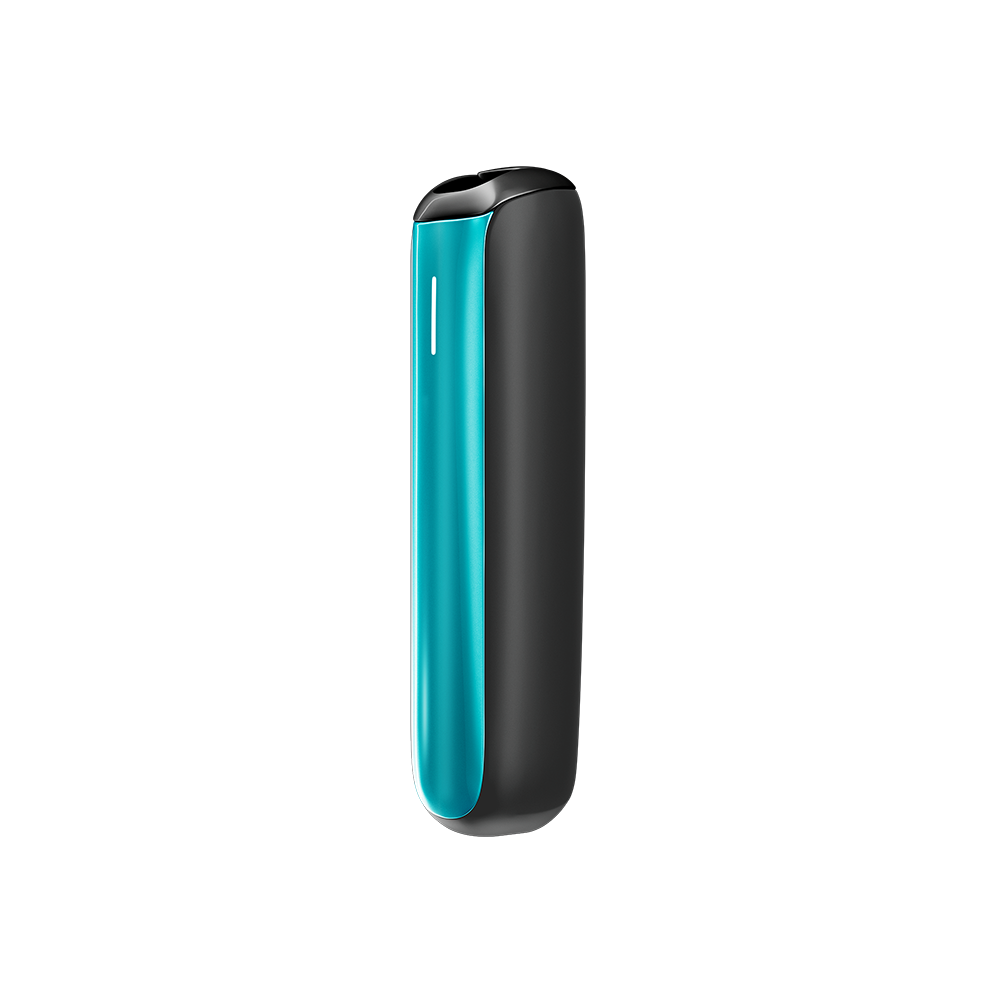 Side view of Ploom Aura front panel accessory in Ocean Blue color.