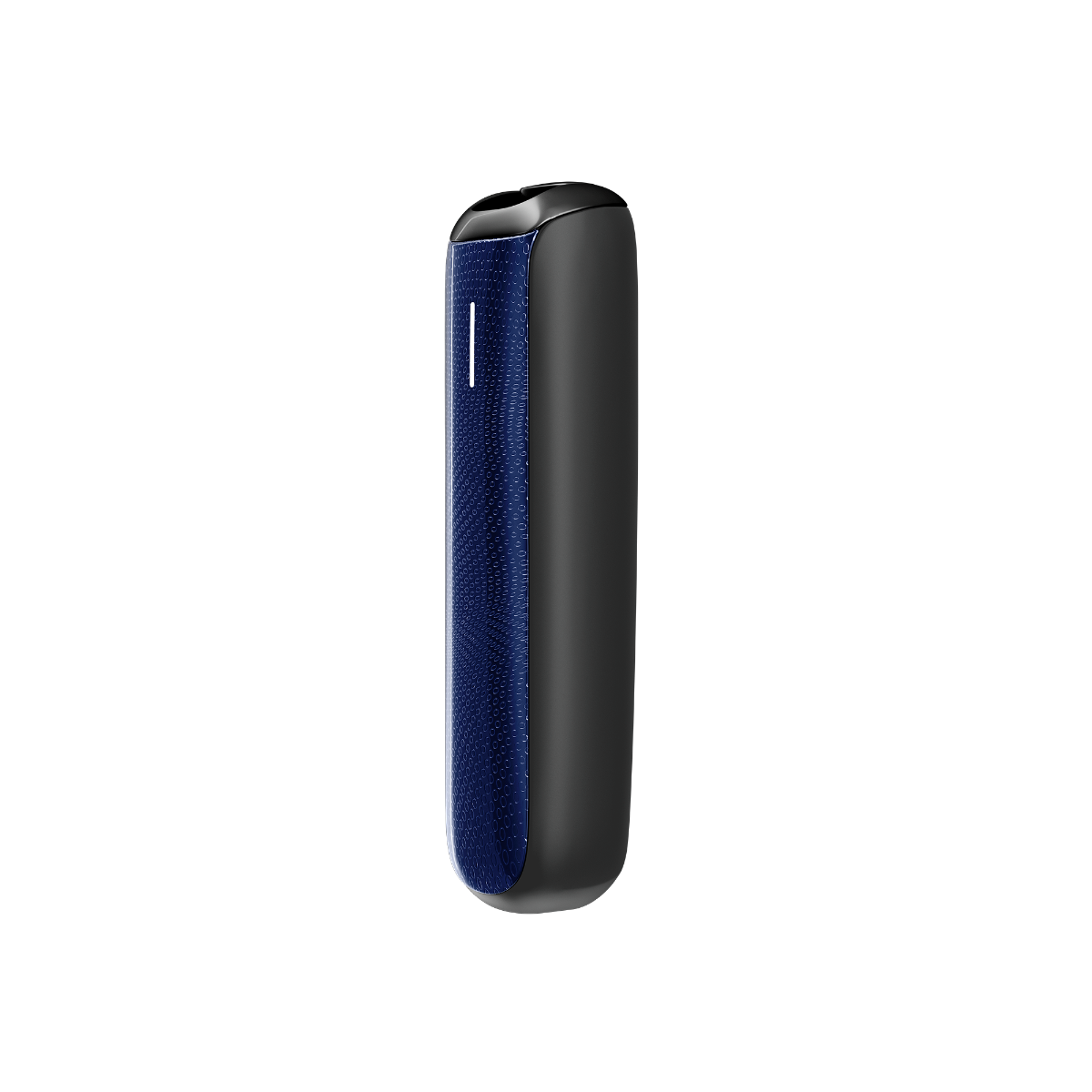 Ploom AURA Navy Blue Augmented Pattern Front Panel shown with product dimensions: 9.65cm height x 3.30 cm width and 1.80 cm depth