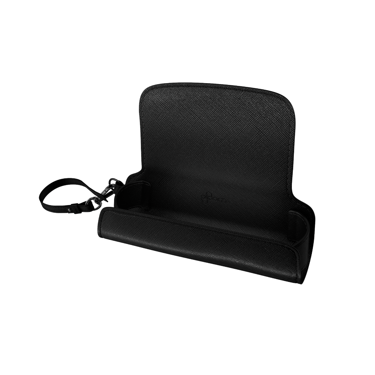 Lateral view of a Jet Black Solo Carry Case with Ploom AURA device and sticks (not included)