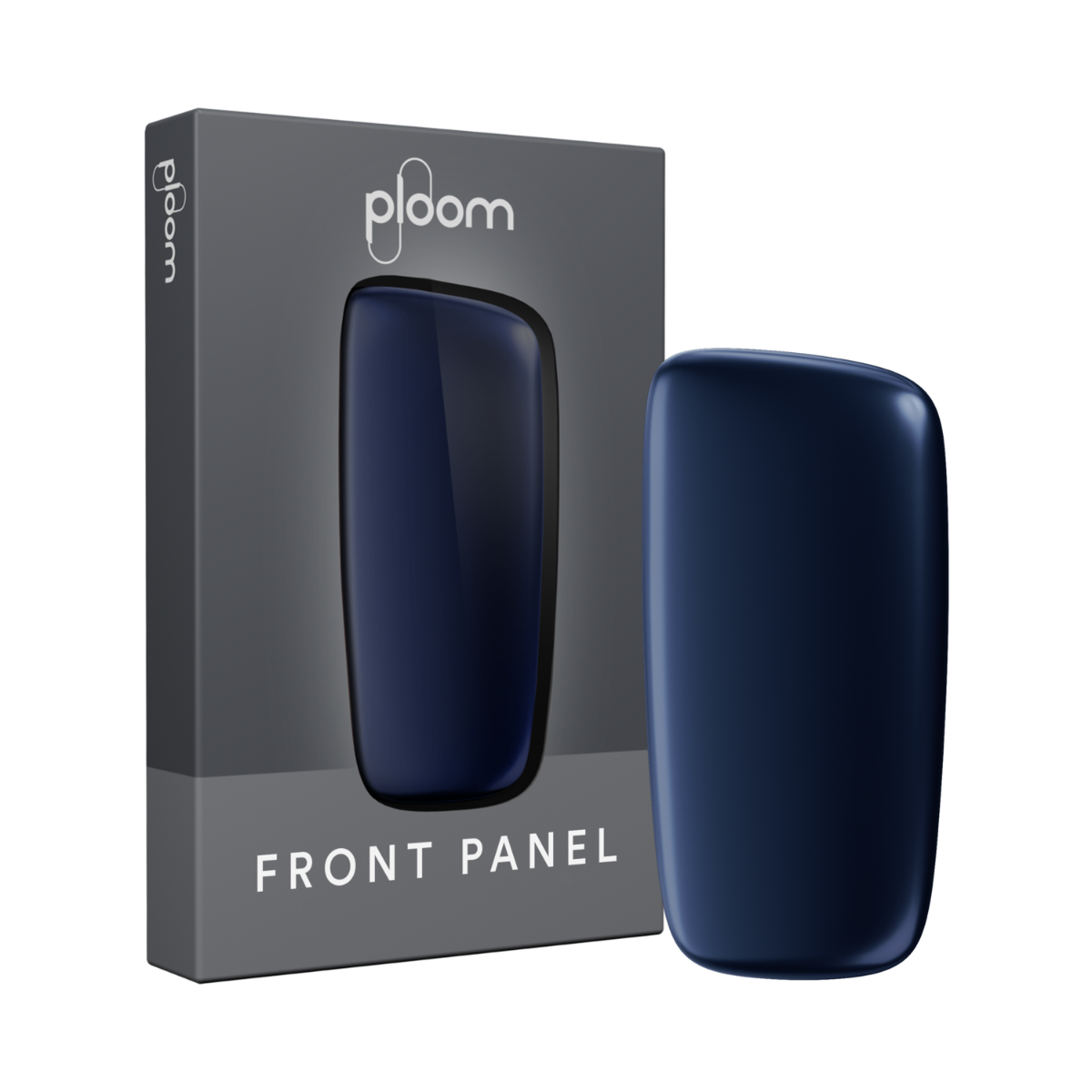 Ploom X Advanced front panel navy blue Verpackung mit Gerät
