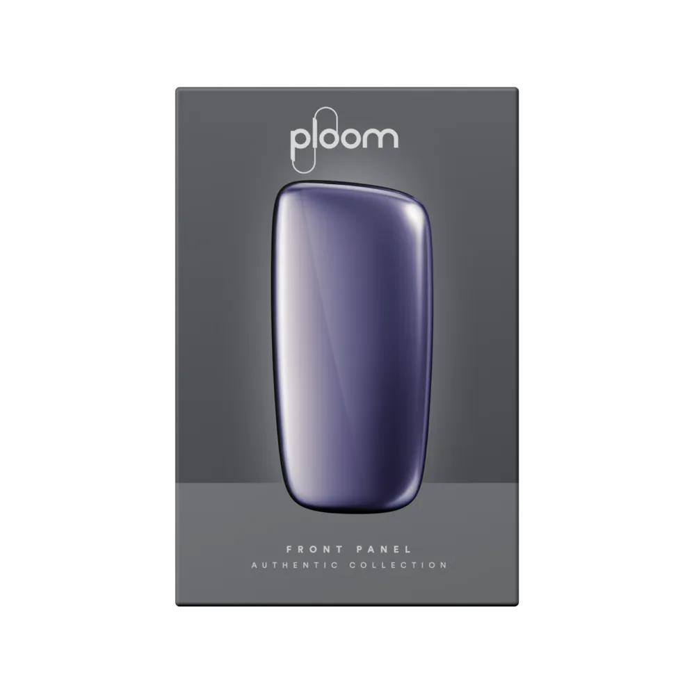 Vue frontale du packaging du front panel lavender pour Ploom X Advanced
