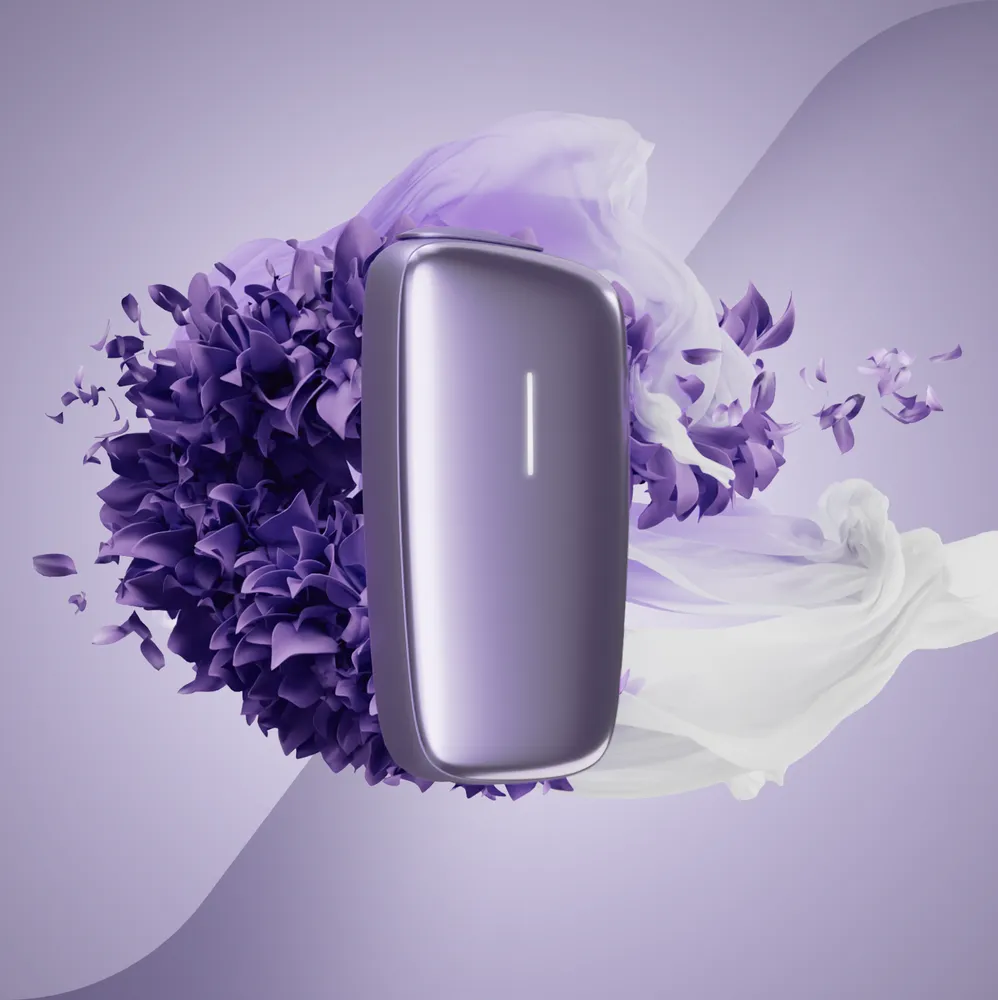 Ploom X Advanced front panel Lavender front facing - lavender background
