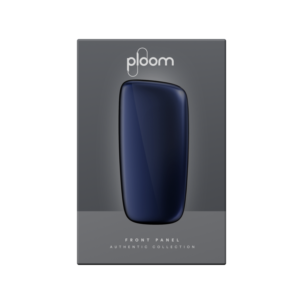 Vue frontale du packaging du front panel navy blue pour Ploom X Advanced
