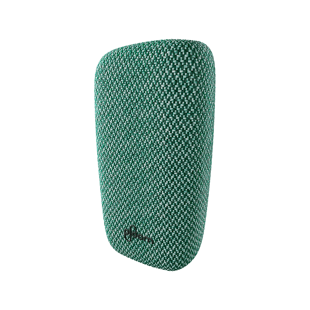 Vue frontale du back cover en tissu vert pour Ploom X Advanced
